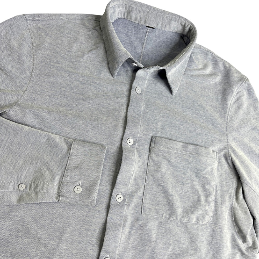 Lululemon Commission Long Sleeve Shirt Mens Blue Heathered Stretch Large